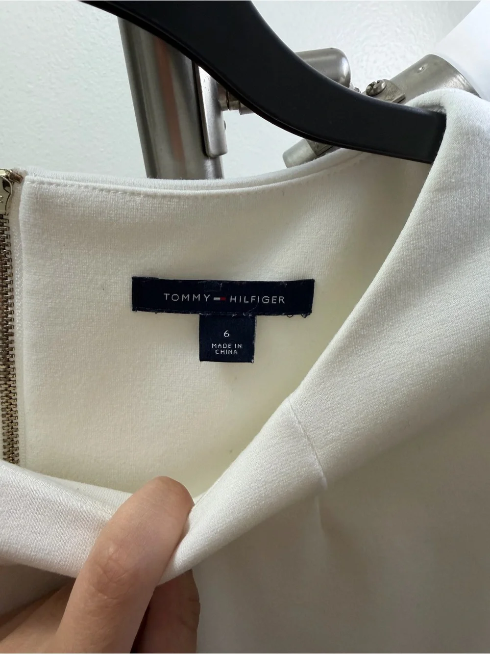 Tommy Hilfiger White Mini Dress with Red & Navy Stripe Trim